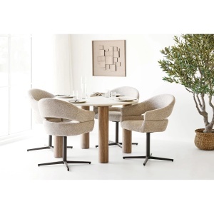 Set 5 piese Masa dining si scaune Fondi and Dover, Nisip, 120x60x120 cm - Img 2