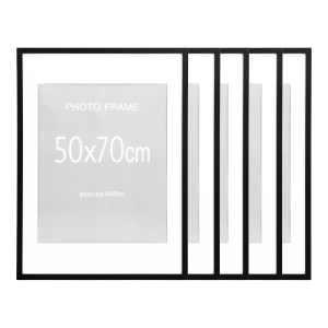 Set 5 piese Rame foto Marbella, Negru, 70x50x1.8 cm