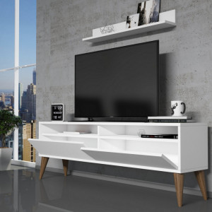 Set Comoda TV si Masuta de Cafea Living Best Alb - Img 2