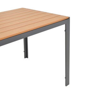 Set de 5 buc masa si scaune de gradina Nares-Azelie C aluminiu antracit si plasa cu plywood culoare naturala 140x80x72.5 cm - Img 12