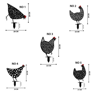 Set de accesorii metalice decorative pentru gradina Chickens Negru 28x26 cm - Img 8