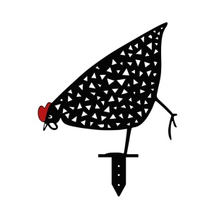 Set de accesorii metalice decorative pentru gradina Chickens Negru 28x26 cm - Img 7