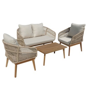 Set de gradina 4 buc. Macrena, Natural, 130x72x78 cm - Img 4