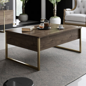 Set de mobilier pentru living Luxe, Nuc- Auriu - Img 4