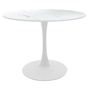 Set dining Balou I, Pako World, 5 piese, Aspect marmura, Alb, 120x75 cm - Img 4