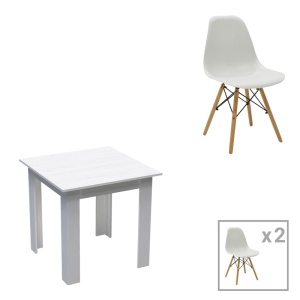Set masa si scaune 3 piese Manka-Julita Alb 80x80x77 cm - Img 1