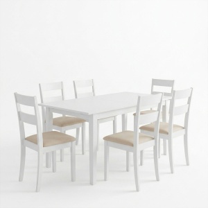 Set masa si scaune dining extensibil, 7 buc, Dallan Mabor, Pako, Natural 150x80x73.8 cm - Img 2