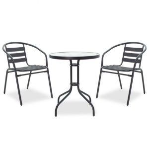Set Masa si Scaune Gradina Tade-Watson 3 Piese Negru