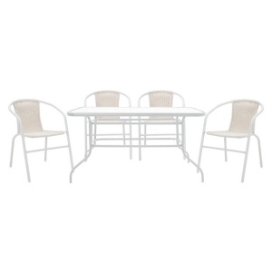 Set Masa si Scaune Gradina Valor-Obbi 5 Piese Alb