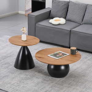 Set masute de cafea, 2 buc, Caple, Pako, Negru 70x70x34 cm