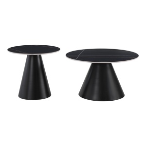 Set masute de cafea, 2 buc, Duoma, Pako, Negru 70x70x40.5 cm - Img 3