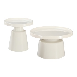Set masute de cafea, 2 buc, Ginoze, Pako, Alb 70x70x38 cm - Img 2