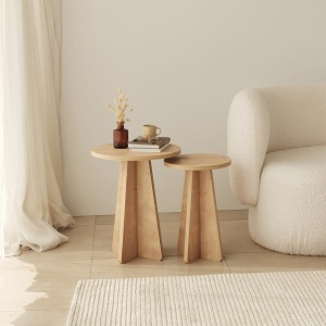Set masute de cafea stivuibile, 2 bucati Mushroom Stejar 40x50x40 cm - Img 2