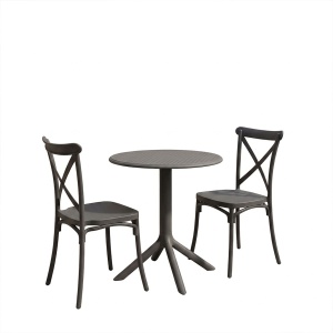 Set mobilier dining 3 piese Mercon Crossie, Antracit, 60x60x75 cm - Img 2