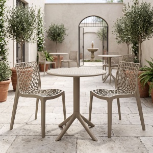 Set mobilier dining 3 piese Mercon Hush, Cappuccino, 60x60x75 cm