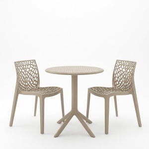 Set mobilier dining 3 piese Mercon Hush, Cappuccino, 60x60x75 cm - Img 2