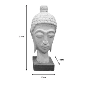 Statueta bust Buddha Wevi alb lemn mango 13x10x33 cm - Img 2