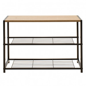Suport Pantofi Ramon 6 Perechi Culoare Stejar Modern Cu Cadru Metalic Negru 63x30x43 cm - Img 2