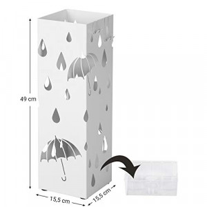 Suport pentru umbrele, Songmics, Alb, 15.5x15.5x49 cm - Img 6