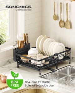 Suport pentru vase, Patalla, Songmics, Negru, 46.5x29.6x14 cm - Img 2