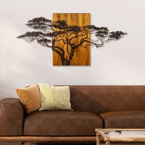 Tablou din lemn si metal Acacia Multicolor 144x70x3 cm - Img 4