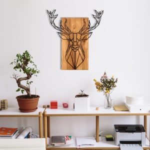 Tablou din lemn si metal Deer Negru 61x66 cm - Img 3