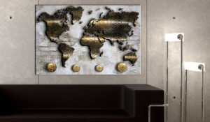 Tablou din plută - Golden Journey [Cork Map] 120x80 cm - Img 2