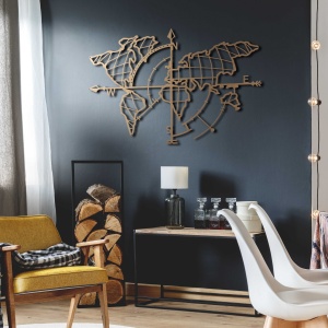 Tablou metalic World Auriu 65x95 cm - Img 12