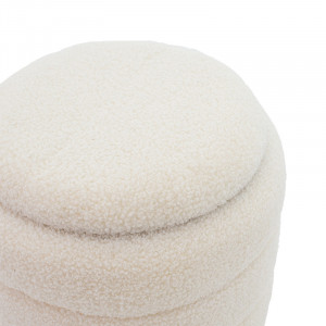 Taburet hol cufar cu spatiu de depozitare Dazzle boucle crem - auriu D36x44cm - Img 3