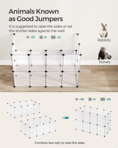 Tarc pentru animale de companie, modular, , Songmics, Alb, 125x63x42 cm - Img 4