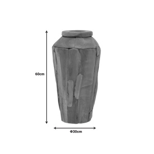Vaza decorativa Archean lemn de tec culoare naturala 30x30x60 cm - Img 3