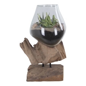 Vaza sculptata decorativa Waterdrop, Natural, 15x18x25 cm