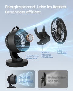 Ventilator, Island, Songmics, Negru, 25x26x38.4 cm - Img 5
