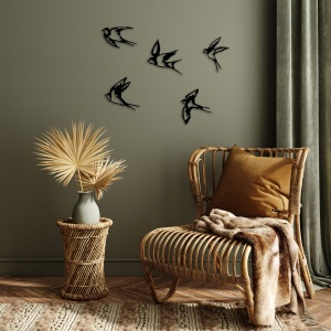 Accesoriu decorativ de perete metalic Swallows Negru 18x19 cm - Img 3
