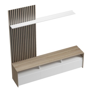 Ansamblu comoda TV Delfina Alb 190x40x199.5 cm - Img 5