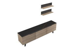 Ansamblu Comoda TV Kasia Stejar-Negru 180x35x48.5 cm - Img 4