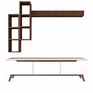 Ansamblu Comoda TV M16-804 Alb-Walnut - Img 10