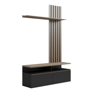 Ansamblu comoda TV Perlento Negru 140x41x219.5 cm - Img 2
