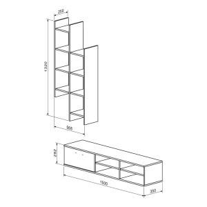 Ansamblu comoda TV, Sarona, Stejar, 150x35x160 cm - Img 2