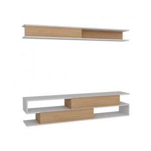 Ansamblu Comoda TV Sims Alb-Teak - Img 4