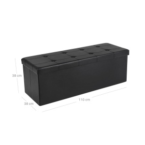 Bancheta de depozitare Otoman Songmics Negru 110x38x38 cm - Img 6