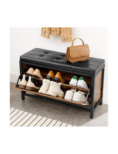 Bancheta tip pantofar, Vasagle, LSB049B01, Maro Rustic, 80 x 30 x 51 cm - Img 2