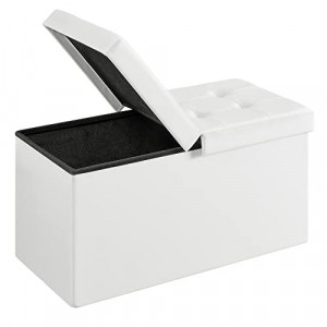 Bancuta hol cufar cu depozitare, Songmics, Alb, 76x38x38 cm - Img 2