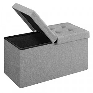 Bancuta hol cufar cu depozitare, Songmics, Gri, 76x38x38 cm - Img 2