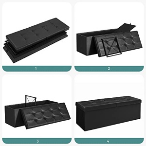 Bancuta hol cufar cu depozitare, Songmics, Negru, 110x38x38 cm - Img 5