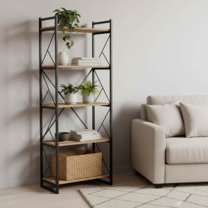 Biblioteca Baker nuc-negru 66x34x180cm