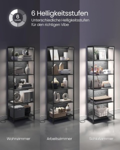 Biblioteca cu lumina LED Vasagle Negru 60x30.3x178 cm - Img 5