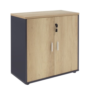 Biblioteca Lotus din stejar - culoare gri inchis 80x40x80cm