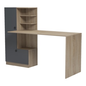 Birou cu biblioteca, Felanbo, Pako, Antracit 160x60x125 cm - Img 5