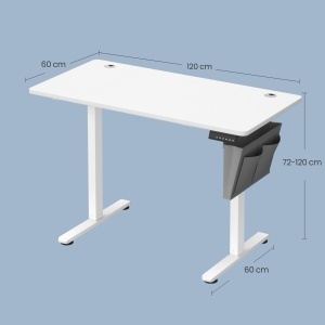 Birou reglabil Songmics Alb 120x60x120 cm - Img 3